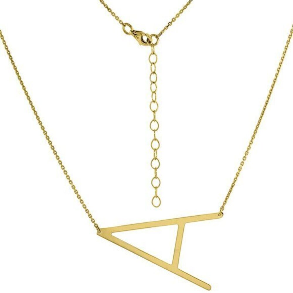 1 1/2 inch Gold Plated Sideways A letter Necklace
